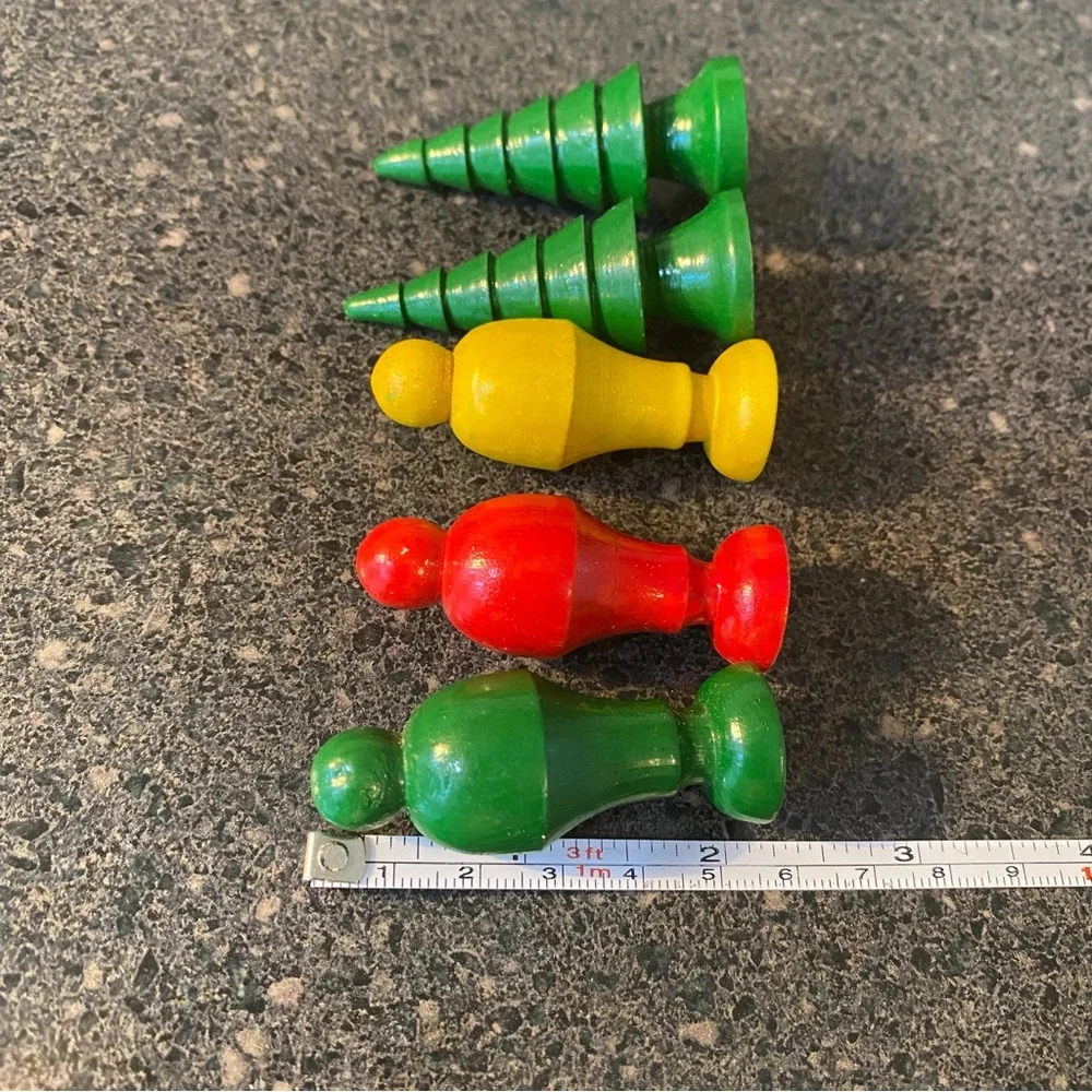 3 Vintage Whistling Dixie Train Railway Compatible Wooden People Wood Peg & Tree